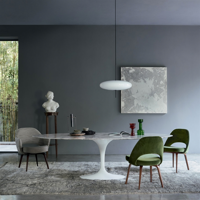 Mariella-Saarinen Dining Table 96 Oval--grey-Nero-Marquina-marble-Satin-finish-miljo
