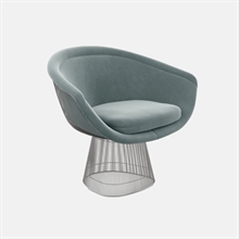 Mariella- Platner Lounge Chair-polished-nickel-knoll-velvet-swan-ratt
