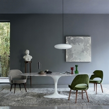 Mariella-Saarinen Dining Table 96 Oval--grey-Nero-Marquina-marble-Satin-finish-miljo