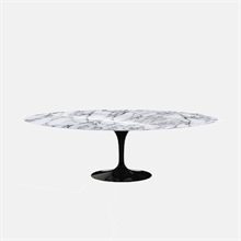 Mariella-Saarinen Dining Table 96-Oval-black-Arabescato-marble-Shiny-finish