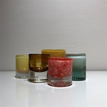 Ljuslykta i glas - Korall 7,5 cm